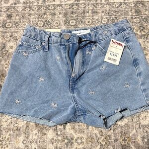 Embroidered Blue Denim Women Shorts